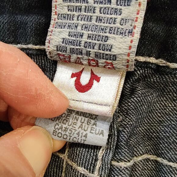 True Religion Dark Wash Boot Cut Crystal Pocket Jeans Waist Size 28 - Picture 15 of 15